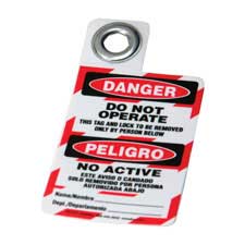 Bilingual Lockout Tags: DANGER Do Not Operate This Tag and Lock To Be Removed Only By Person Below