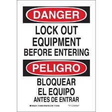 Bilingual DANGER Lock Out Electrical Switches Before Entering Sign