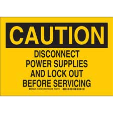 CAUTION Disconnect Power Supplies And Lock Out Before Servicing Sign