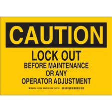 CAUTION Lock Out Before Maintenance Or Any Operator Adjustment Sign