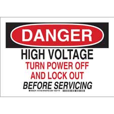 DANGER High Voltage Turn Power Off And Lock Out Before Servicing Sign
