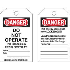 ToughWash DANGER Do Not Operate Lockout Tagout Tags