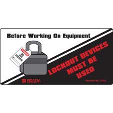 Before Working On Equipment Lockout Devices Must Be Used Labels