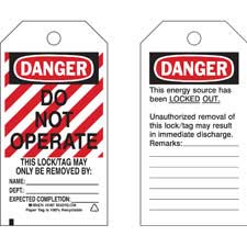 DANGER Do Not Operate Energy Source Lockout Tagout Tags