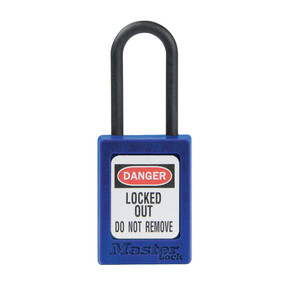 Blue Dielectric Zenex™ Thermoplastic Safety Padlock, 1-3/8in (35mm) Wide With 1-1/2in (38mm) Tall Nylon Shackle, Non-Key Retaining