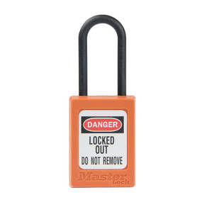 Orange Dielectric Zenex™ Thermoplastic Safety Padlock, 1-3/8in (35mm) Wide With 1-1/2in (38mm) Tall Nylon Shackle, Non-Key Retaining