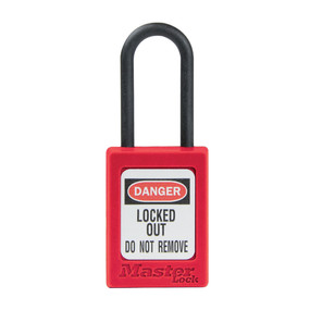 Red Dielectric Zenex™ Thermoplastic Safety Padlock, 1-3/8in (35mm) Wide With 1-1/2in (38mm) Tall Nylon Shackle, Non-Key Retaining
