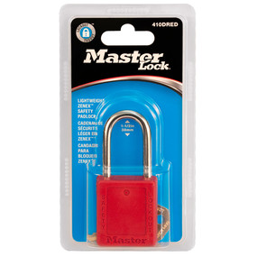 Red Zenex™ Thermoplastic Safety Padlock In Carded Packaging, 1-1/2in (38mm) Wide With 1-1/2in (38mm) Tall Shackle