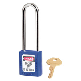 Blue Zenex™ Thermoplastic Safety Padlock, 1-1/2in (38mm)With 3in (76mm) Shackle