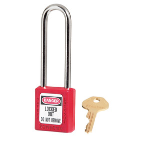 Red Zenex™ Thermoplastic Safety Padlock, 1-1/2in (38mm) Wide With 3in (76mm) Shackle