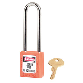 Orange Zenex™ Thermoplastic Safety Padlock, 1-1/2in (38mm) Wide With 3in (76mm) Shackle, Master Keyed W417 Cylinder