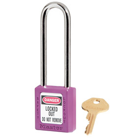 Purple Zenex™ Thermoplastic Safety Padlock, 1-1/2in (38mm) Wide With 3in (76mm) Shackle, Master Keyed W417 Cylinder