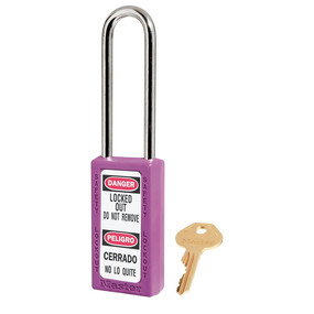 Purple Zenex™ Thermoplastic Safety Padlock, 1-1/2in (38mm) Wide With 3in (76mm) Shackle, Master Keyed W417 Cylinder