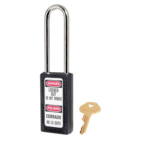 Black Zenex™ Thermoplastic Safety Padlock, 1-1/2in (38mm) Wide With 3in (76mm) Shackle, Master Keyed W417 Cylinder