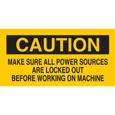 CAUTION Make Sure All Power Sources Are Locked Out Before Working On Machine Sign