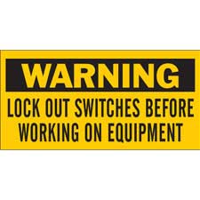 WARNING Lock Out Switches Before Working On Equipment Sign