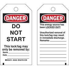 DANGER Do Not Start Lockout Tagout Tags
