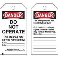 DANGER Do Not Operate Energy Source Lockout Tagout Tags