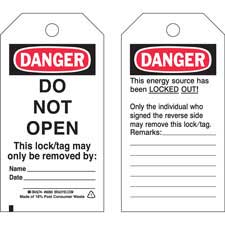 DANGER Do Not Open Lockout Tagout Tags