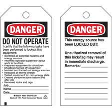 Lockout Tags - DO NOT OPERATE I certify that the following tasks have been performed ETC