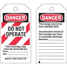 DANGER Do Not Operate Energy Source Lockout Tagout Tags