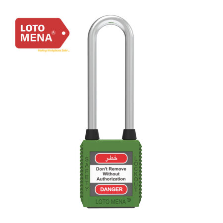 LOTO MENA PADLOCK - LONG STEEL GREEN