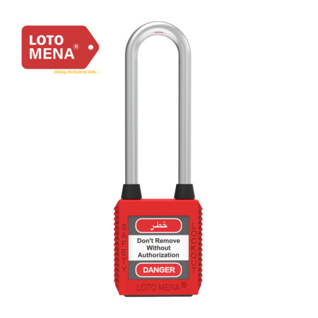 LOTO MENA PADLOCK - LONG STEEL RED
