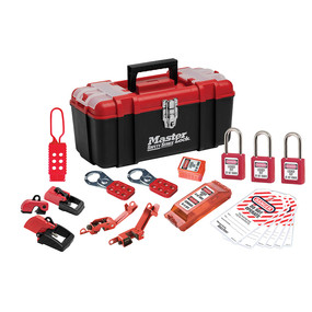Lockout Toolbox With Basic Electrical Device Assortment And Three Zenex™ Thermoplastic Padlocks