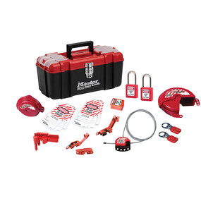 Lockout Toolbox With Basic Valve And Electrical Device Assortment And Two Zenex™ Thermoplastic Padlocks