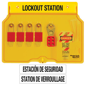 4-Lock Covered Station With A1106RED Aluminum Padlocks.