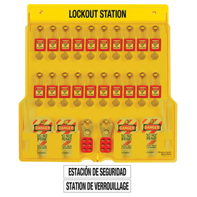 20-Lock Covered Station With 410RED Zenex™ Thermoplastic Padlocks.