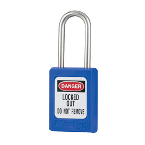 Blue Zenex™ Thermoplastic Safety Padlock, 1-3/8in (35mm) Wide With 1-1/2in (38mm) Tall Stainless Steel Shackle, Key Retaining