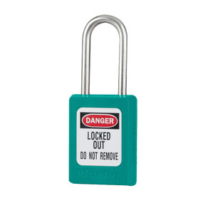 Teal Zenex™ Thermoplastic Safety Padlock, 1-3/8in (35mm) Wide With 1-1/2in (38mm) Tall Stainless Steel Shackle, Key Retaining
