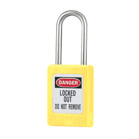 Yellow Zenex™ Thermoplastic Safety Padlock, 1-3/8in (35mm) Wide With 1-1/2in (38mm) Tall Stainless Steel Shackle, Key Retaining