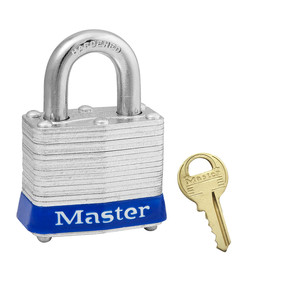 Blue Laminated Steel Safety Padlock, 1-9/16in (40mm) Wide With 3/4in (19mm) Tall Shackle