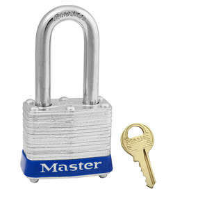 Blue Laminated Steel Safety Padlock, 1-9/16in (40mm) Wide With 1-1/2in (38mm) Tall Shackle