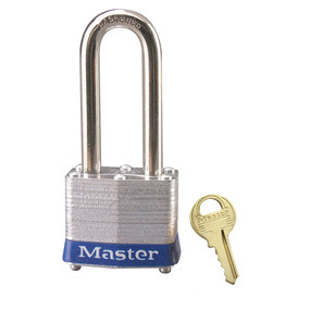 Blue Laminated Steel Safety Padlock, 1-9/16in (40mm) Wide With 2in (51mm) Tall Shackle