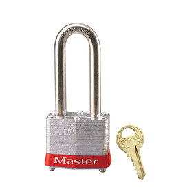 Red Laminated Steel Safety Padlock, 1-9/16in (40mm) Wide With 2in (51mm) Tall Shackle