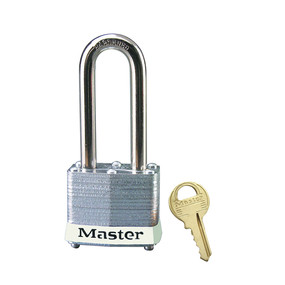 White Laminated Steel Safety Padlock, 1-9/16in (40mm) Wide With 2in (51mm) Tall Shackle
