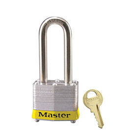 Yellow Laminated Steel Safety Padlock, 1-9/16in (40mm) Wide With 2in (51mm) Tall Shackle, Keyed Alike