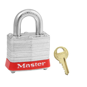 Red Laminated Steel Safety Padlock, 1-9/16in (40mm) Wide With 3/4in (19mm) Tall Shackle