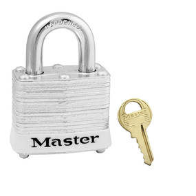 White Laminated Steel Safety Padlock, 1-9/16in (40mm) Wide With 3/4in (19mm) Tall Shackle