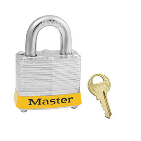 Yellow Laminated Steel Safety Padlock, 1-9/16in (40mm) Wide With 3/4in (19mm) Tall Shackle