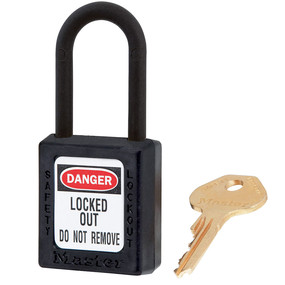 Black Dielectric Zenex™ Thermoplastic Safety Padlock, 1-1/2in (38mm) Wide With 1-1/2in (38mm) Nylon Shackle