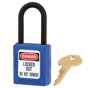 Blue Dielectric Zenex™ Thermoplastic Safety Padlock, 1-1/2in (38mm) Wide With 1-1/2in (38mm) Nylon Shackle