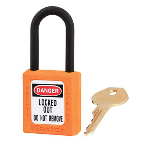 Orange Dielectric Zenex™ Thermoplastic Safety Padlock, 1-1/2in (38mm) Wide With 1-1/2in (38mm) Tall Nylon Shackle