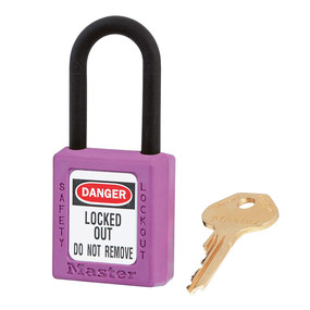 Purple Dielectric Zenex™ Thermoplastic Safety Padlock, 1-1/2in (38mm) Wide With 1-1/2in (38mm) Tall Nylon Shackle