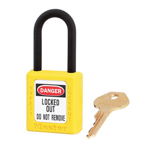 Yellow Dielectric Zenex™ Thermoplastic Safety Padlock, 1-1/2in (38mm) Wide With 1-1/2in (38mm) Tall Nylon Shackle