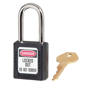 Black Zenex™ Thermoplastic Safety Padlock, 1-1/2in (38mm) Wide With 1-1/2in (38mm) Shackle