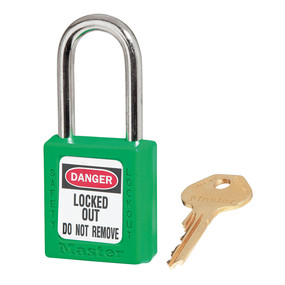 Green Zenex™ Thermoplastic Safety Padlock, 1-1/2in (38mm) Wide With 1-1/2in (38mm) Shackle